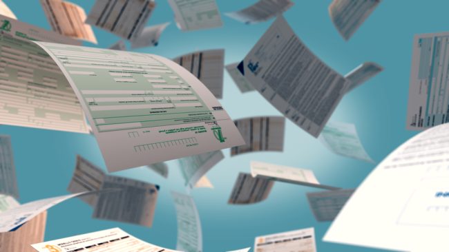 Several,Italian,Tax,Forms,Flying,(3d,Render)